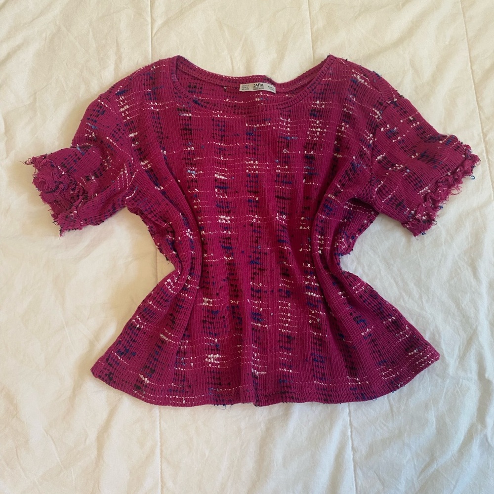 Zara Knitted / Frayed Crop Top